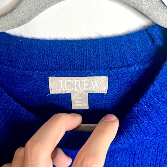 J. Crew Oversized Vintage Wool Sweater-Tee 100% Lambswool Royal Blue Preppy Sz S - Picture 3 of 6